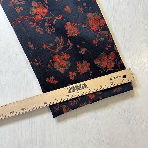 LOFT Marisa Fit Floral Dress Pants Size 14 Navy & Red Tapestry Brocade - Picture 11 of 11